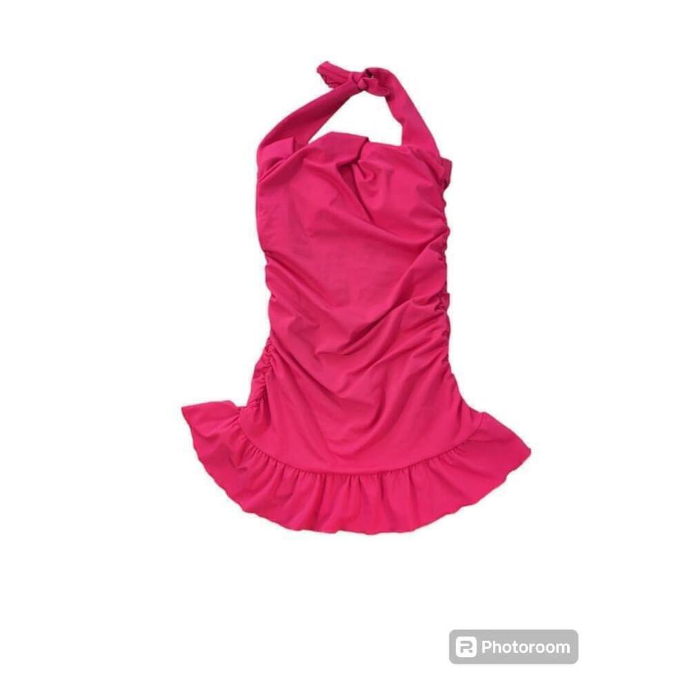 Women's Tara Grinna Pink Ruffle Swim Dress Size 32